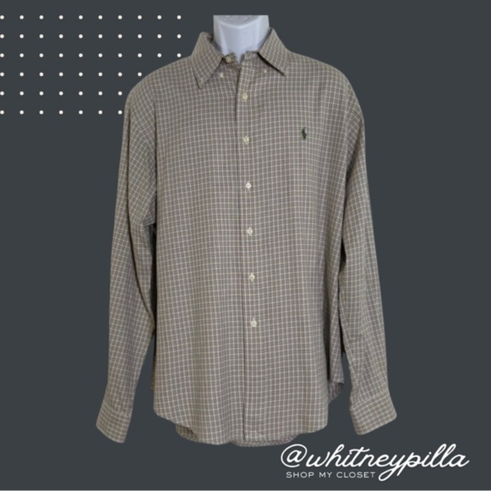 Ralph Lauren Classic Fit Mens Button Down Shirt XL Plaid Check Long Sleeve